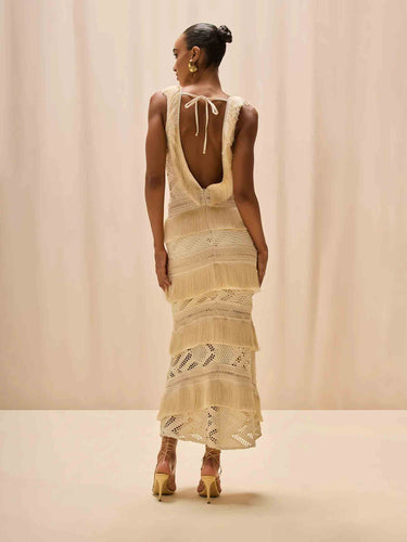 PatBo Mujer Barcelona Vestido Maxi Lyra color Marfil sku 721-000730 01 - Foto 4