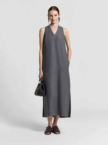 Peserico Mujer Barcelona Vestido Maxi Lino color Gris sku 721-000735 01 - Foto 2