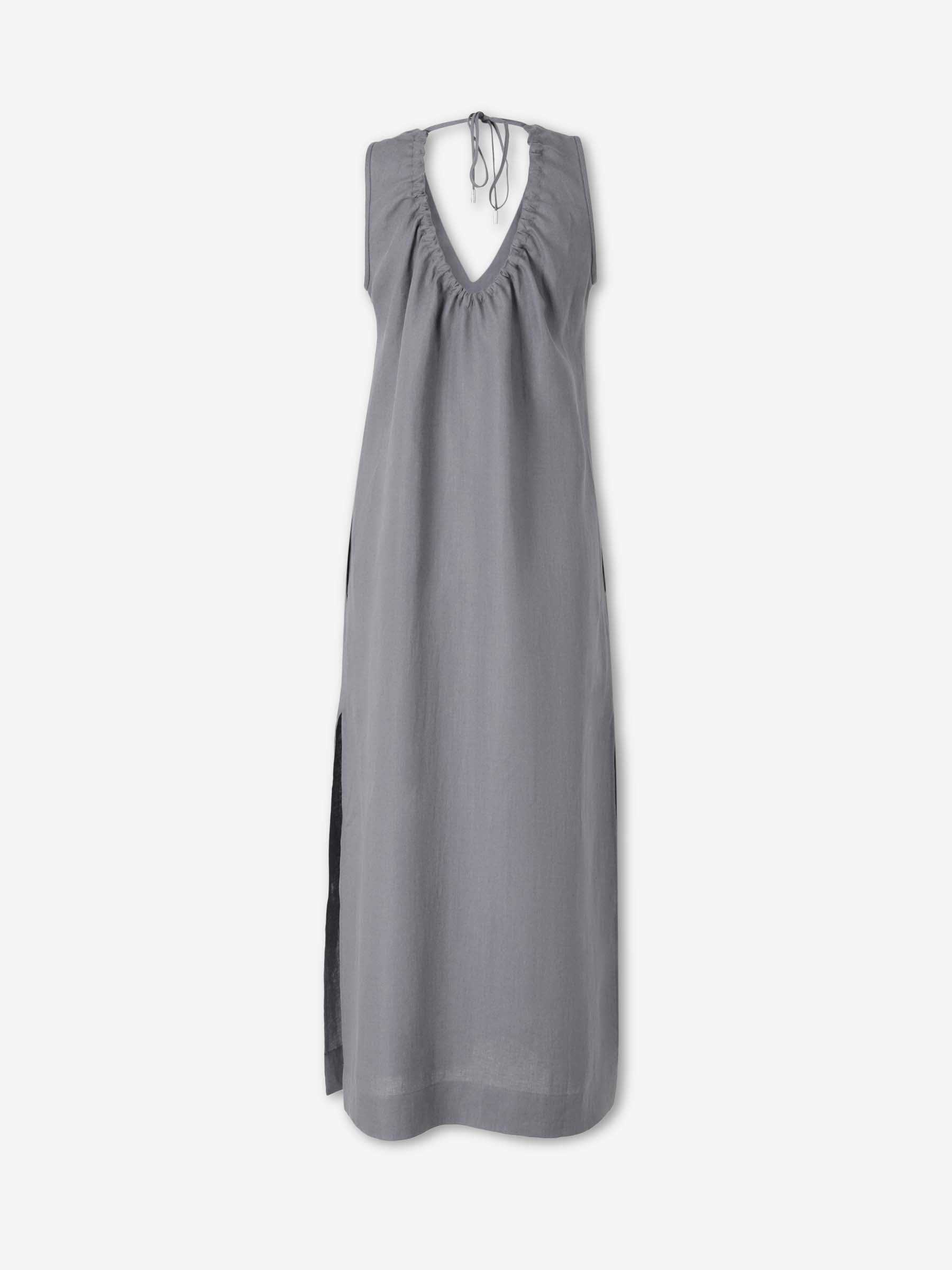 Linen Maxi Dress - Gris / 46