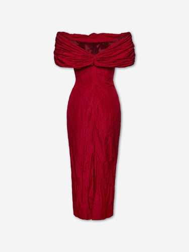 Magda Butrym Mujer Barcelona Vestido Midi Drapeado color Burdeos sku 721-000768 01 - Foto 3