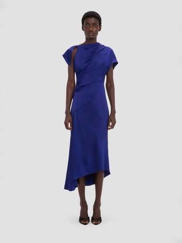 Victoria Beckham Mujer Barcelona Vestido Midi Asimétrico color Azul Cobalto sku 721-000775 01 - Foto 2