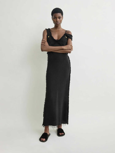 TOTEME Mujer Barcelona Vestido Lencero Deshilachado color Negro sku 721-000786 01 - Foto 2