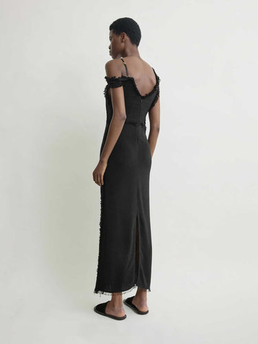 TOTEME Mujer Barcelona Vestido Lencero Deshilachado color Negro sku 721-000786 01 - Foto 3