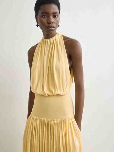 TOTEME Mujer Barcelona Vestido Maxi Fruncido color Amarillo Claro sku 721-000787 01 - Foto 4
