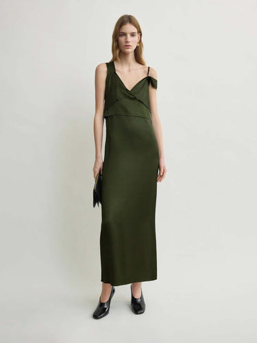 TOTEME Mujer Barcelona Vestido Midi Deshilachado color Verde Oscuro sku 721-000788 01 - Foto 2