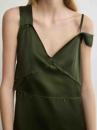 TOTEME Mujer Barcelona Vestido Midi Deshilachado color Verde Oscuro sku 721-000788 01 - Foto 4