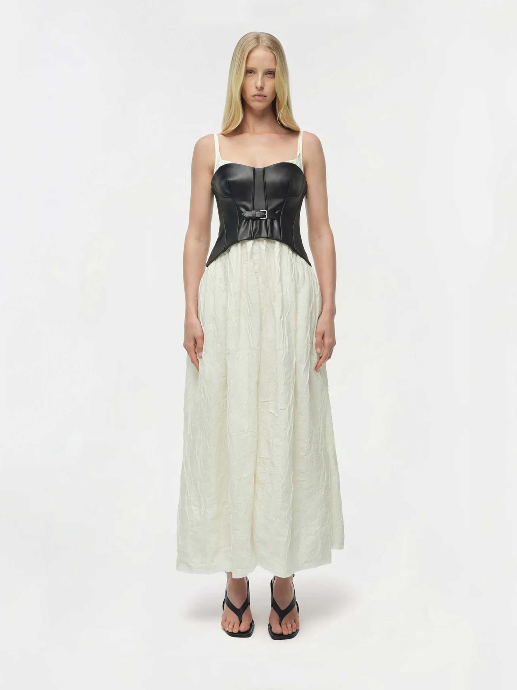 simkhai maxi dress SIMKHAI Cabot Sculpted Scuba Maxi Dress in Black