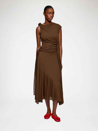 Ganni Mujer Barcelona Vestido Midi Nudos color Marrón Oscuro sku 721-000800 01 - Foto 2