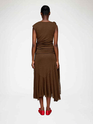 Ganni Mujer Barcelona Vestido Midi Nudos color Marrón Oscuro sku 721-000800 01 - Foto 3