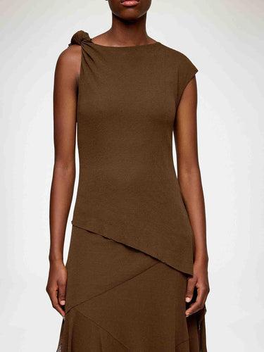 Ganni Mujer Barcelona Vestido Midi Nudos color Marrón Oscuro sku 721-000800 01 - Foto 4