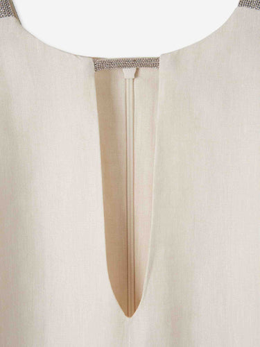 Peserico Mujer Barcelona Vestido Tirantes Lino color Beige sku 721-000828 01 - Foto 3