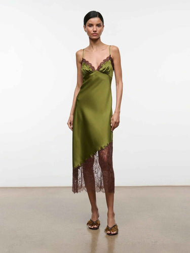Staud Mujer Barcelona Vestido Lencero Lara color Verde sku 721-000842 01 - Foto 1