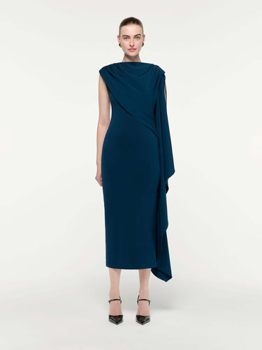 Roland Mouret Mujer Barcelona Vestido Capa Asimétrica color Azul Turquesa sku 721-000848 01 - Foto 1