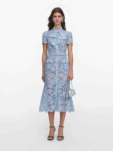 Self-Portrait Mujer Barcelona Vestido Encaje Lazada color Azul Celeste sku 721-000860 01 - Foto 1