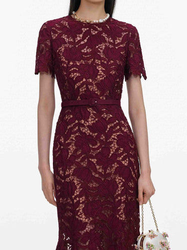 Self-Portrait Mujer Barcelona Vestido Midi Encaje color Burdeos sku 721-000864 01 - Foto 3