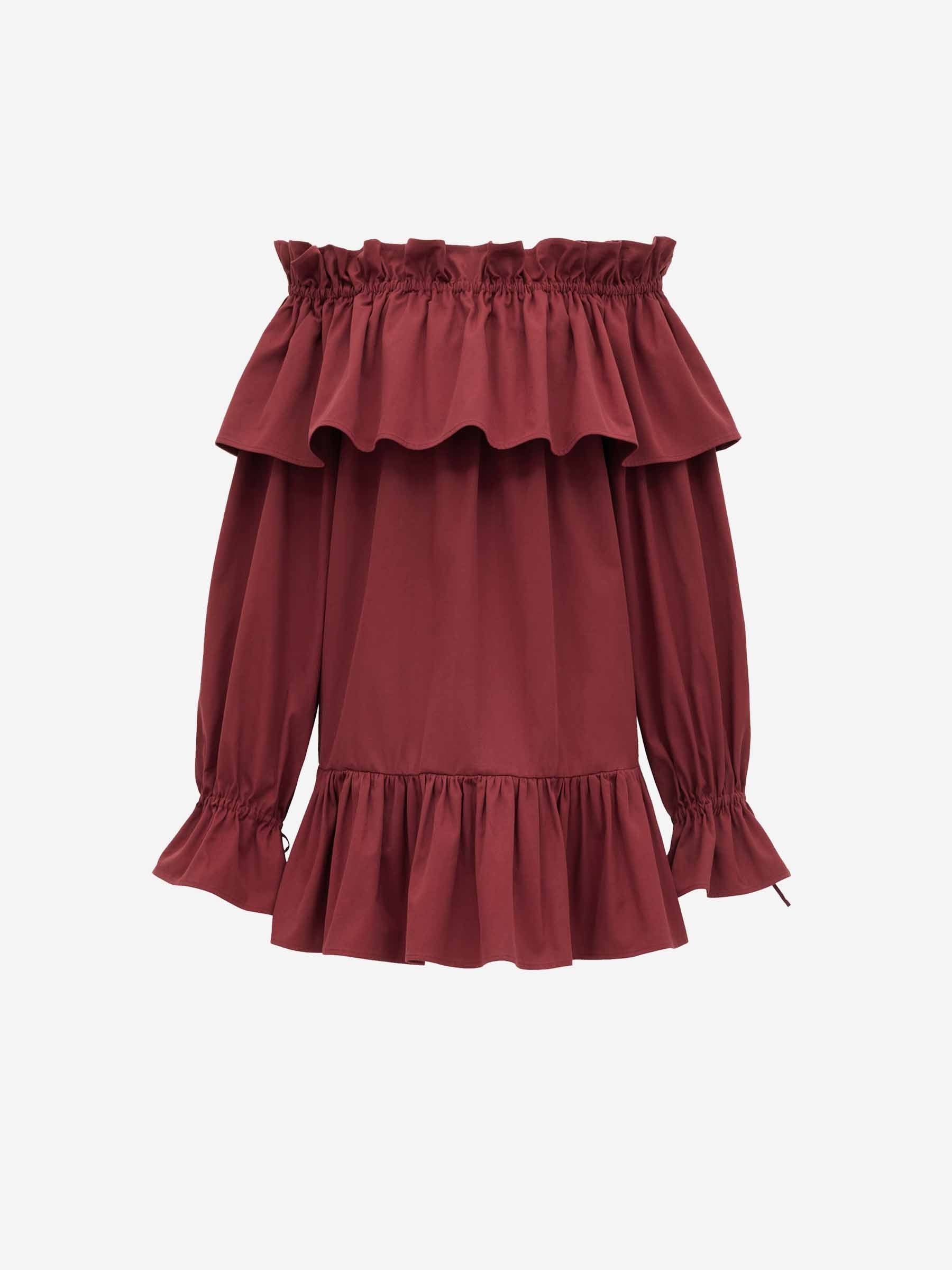 Saint Laurent Mujer Barcelona Vestido Mini Volantes color Burdeos sku 731-005987 01 - Foto 1