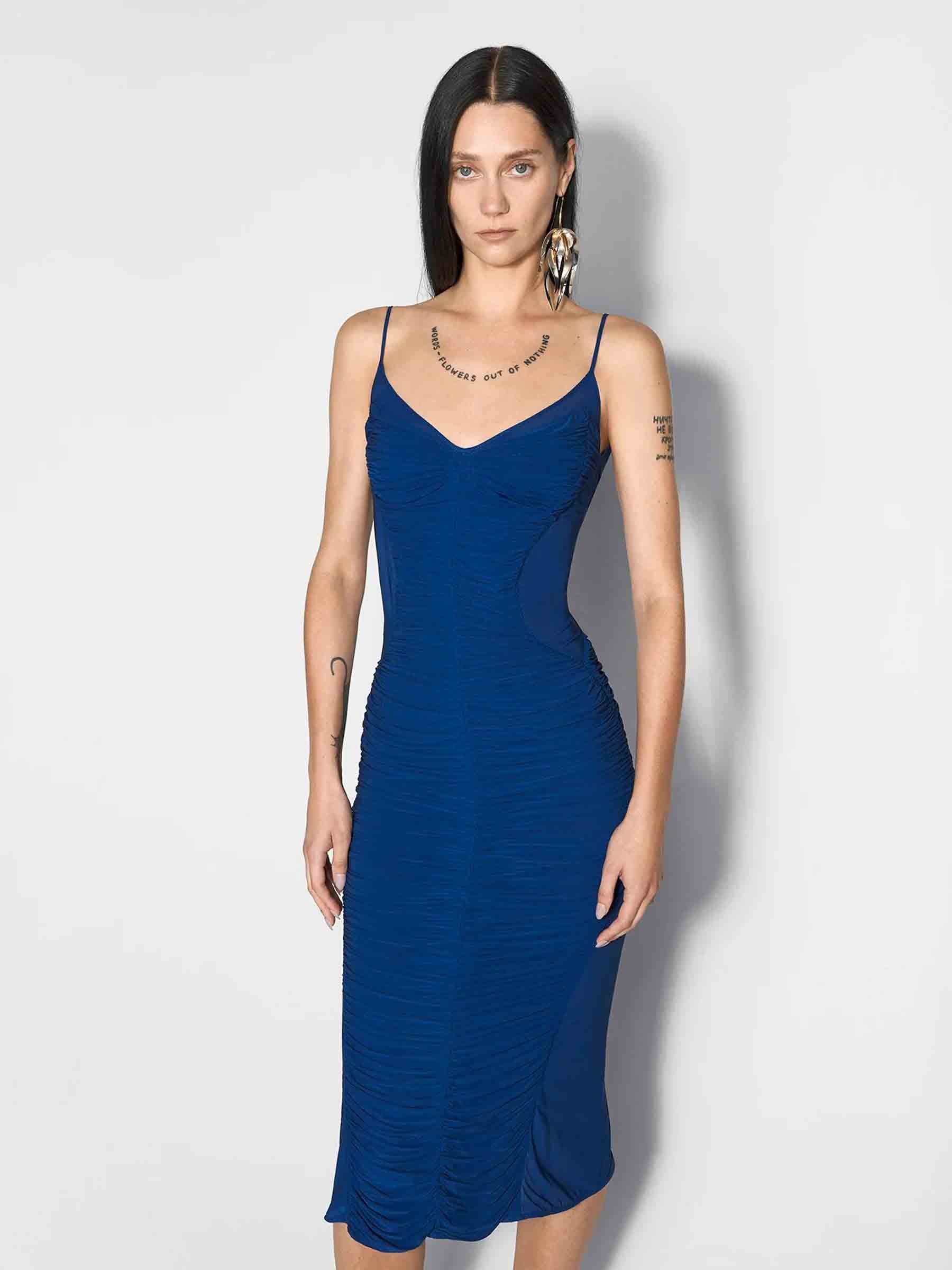 Mugler Mugler Ruched Midi Dress in Barcelona or Shop Online Mujer 731-005995 01 Mugler Mugler Ruched Midi Dress in Barcelona or Shop Online Mujer 731-005995 01
