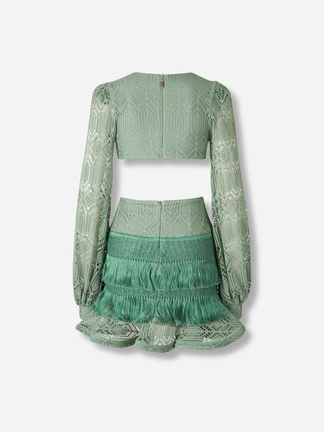 PatBo Mujer Barcelona Vestido Flecos Mini color Verde sku 731-006101 01 - Foto 2
