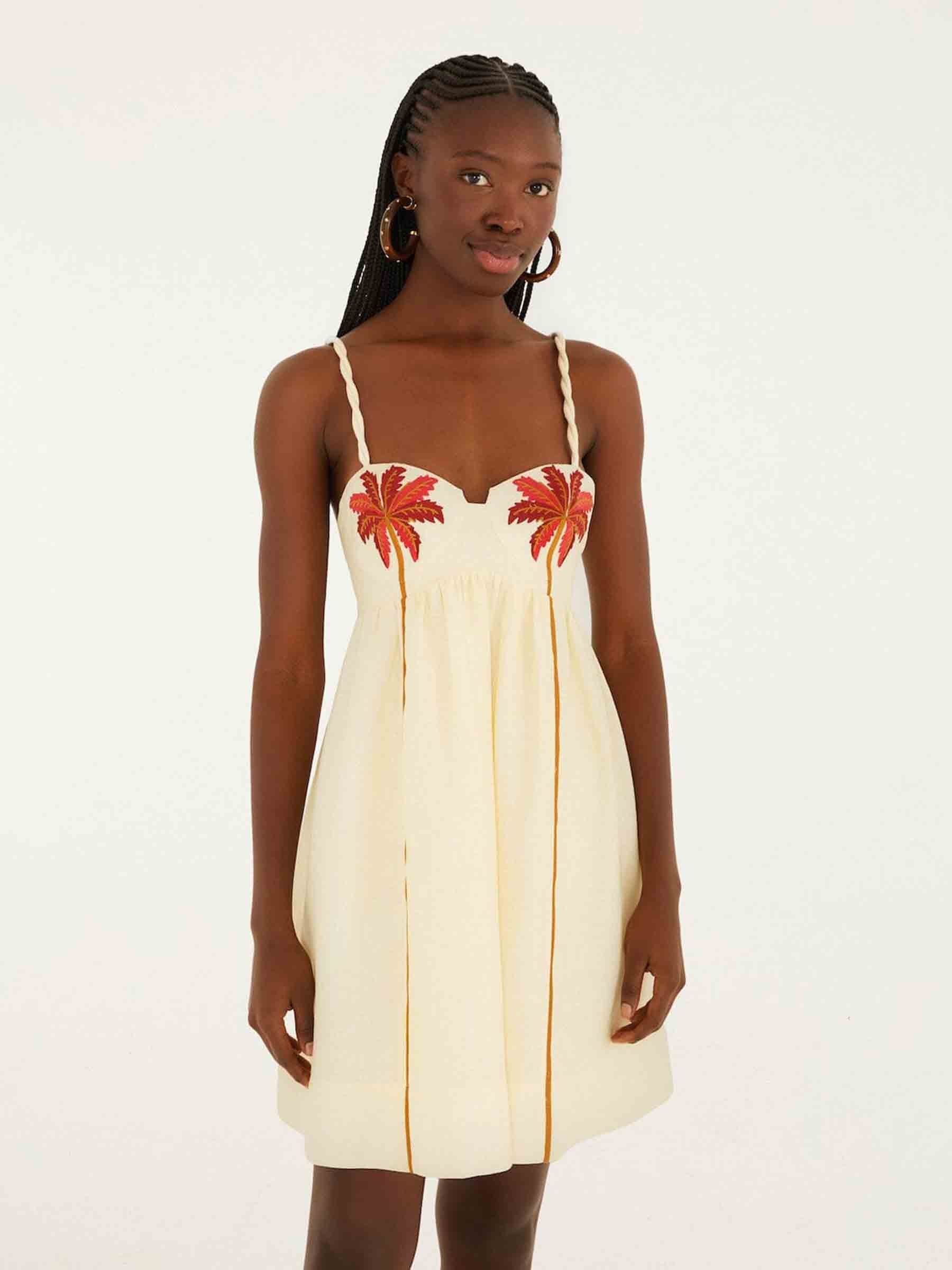 Farm Rio Coconut Tree Mini Dress Mujer 731-006134 01 Farm Rio Coconut Tree Mini Dress Mujer 731-006134 01