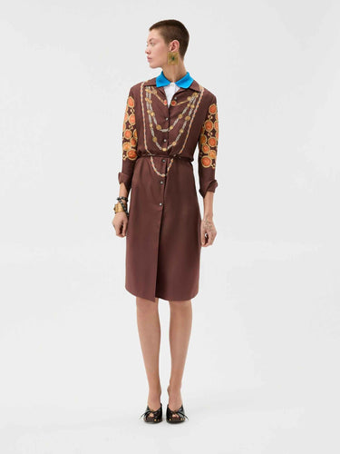 Versace Mujer Barcelona Vestido Camisero Seda color Marrón Oscuro sku 731-006138 01 - Foto 2