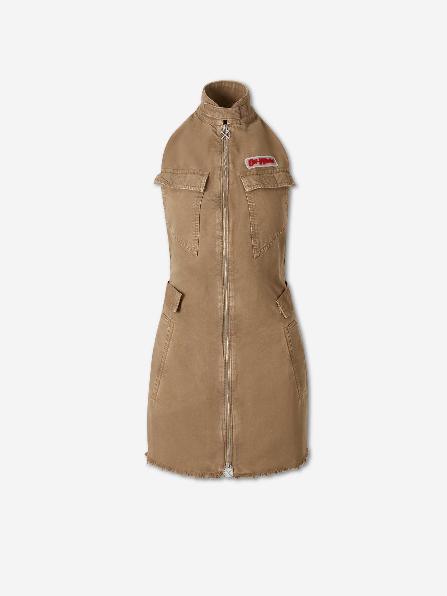 Off-White Mujer Barcelona Vestido Mini Cremallera color Verde Militar sku 731-006145 01 - Foto 1