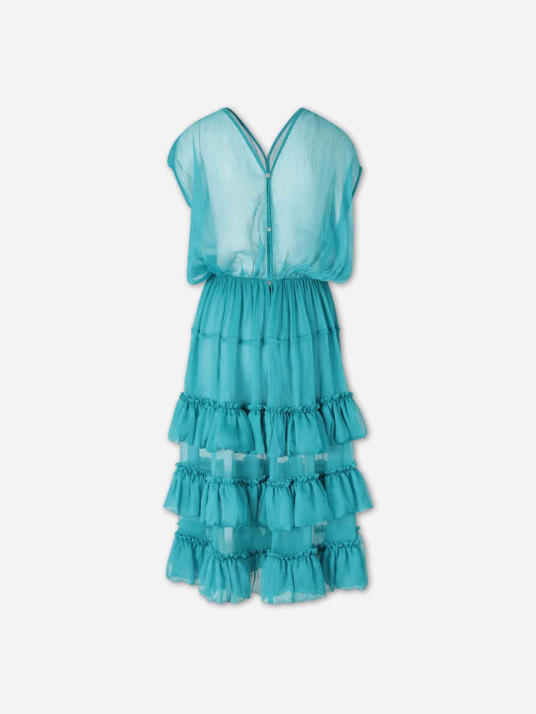 Dries Van Noten Mujer Barcelona Vestido Midi Volantes color Azul Turquesa sku 731-006148 01 - Foto 2