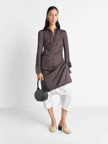 Lemaire Mujer Barcelona Vestido Midi Pliegues color Marrón Oscuro sku 731-006150 01 - Foto 2