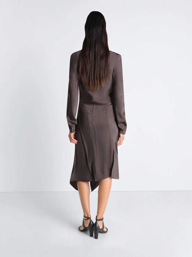 Lemaire Mujer Barcelona Vestido Midi Pliegues color Marrón Oscuro sku 731-006150 01 - Foto 3