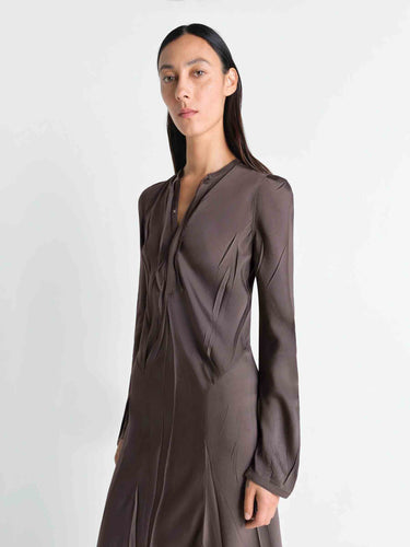 Lemaire Mujer Barcelona Vestido Midi Pliegues color Marrón Oscuro sku 731-006150 01 - Foto 4