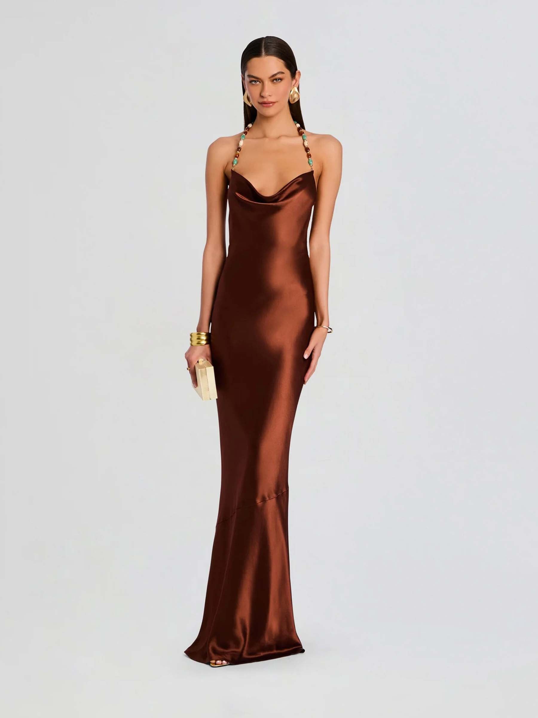 Retrofête Mujer Barcelona Vestido Maxi Finley color Caramelo sku 732-001492 01 - Foto 1