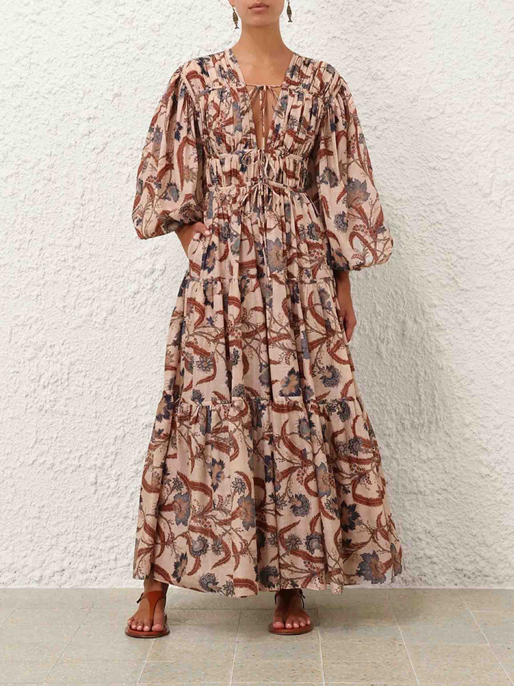 Zimmermann Mujer Barcelona Vestido Maxi Lazos color Camel sku 732-001537 01 - Foto 2