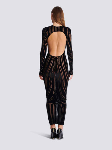 Balmain Mujer Barcelona Vestido Maxi Terciopelo color Negro sku 732-001557 01 - Foto 3