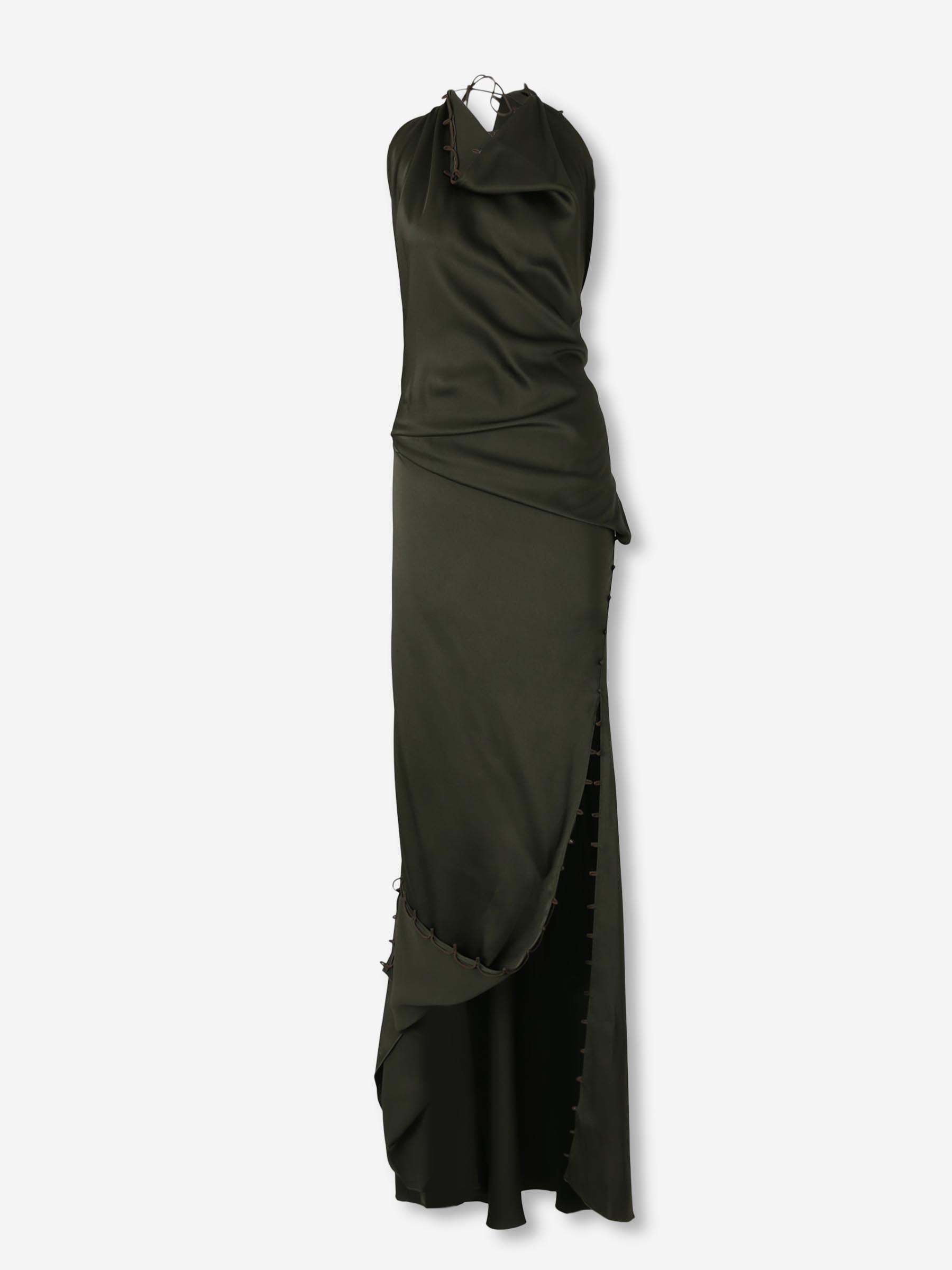 Victoria Beckham Mujer Barcelona Vestido Maxi Asimétrico color Verde Militar sku 732-001613 01 - Foto 1