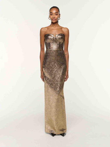 Roland Mouret Mujer Barcelona Vestido Maxi Jacquard color Dorado sku 732-001642 01 - Foto 2