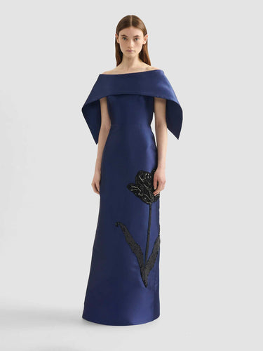 Erdem Mujer Barcelona Vestido Mikado Bardot color Azul Marino sku 732-001652 01 - Foto 2