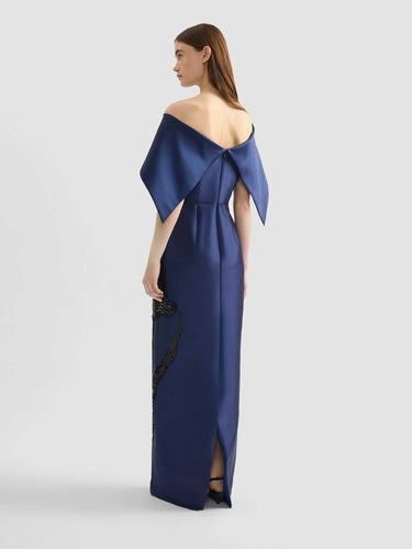 Erdem Mujer Barcelona Vestido Mikado Bardot color Azul Marino sku 732-001652 01 - Foto 3