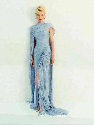 Marmar Halim Mujer Barcelona Vestido Maxi Drapeado color Azul Celeste sku 732-001658 01 - Foto 2