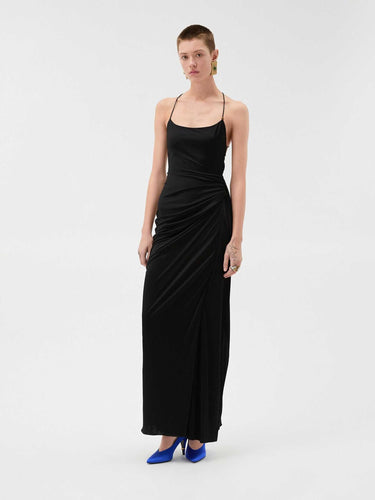 Versace Mujer Barcelona Vestido Maxi Drapeado color Negro sku 732-001666 01 - Foto 2
