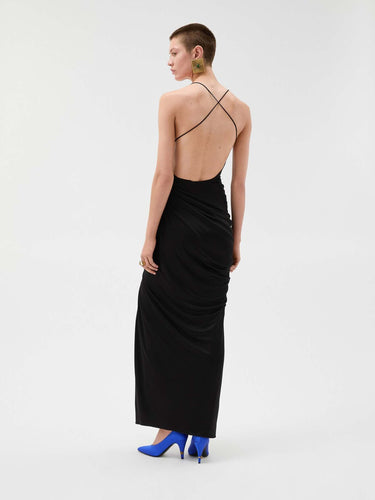 Versace Mujer Barcelona Vestido Maxi Drapeado color Negro sku 732-001666 01 - Foto 3