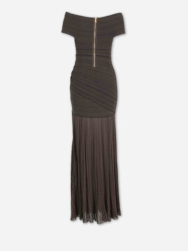Balmain Mujer Barcelona Vestido Maxi Acanalado color Marrón Oscuro sku 732-001669 01 - Foto 2