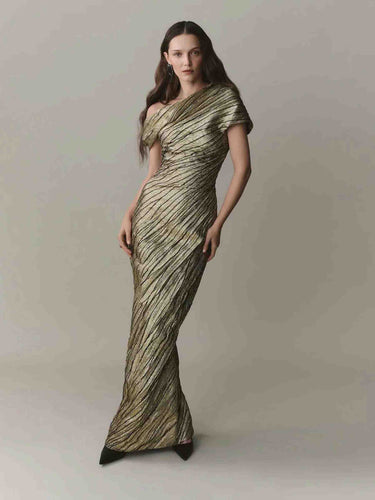 Marmar Halim Mujer Barcelona Vestido Maxi Asimétrico color Dorado sku 732-001770 01 - Foto 2