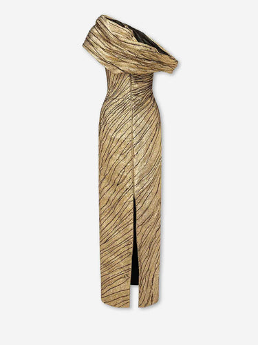 Marmar Halim Mujer Barcelona Vestido Maxi Asimétrico color Dorado sku 732-001770 01 - Foto 3