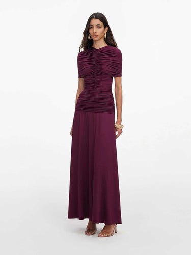 Self-Portrait Mujer Barcelona Vestido Maxi Fruncidos color Burdeos sku 732-001801 01 - Foto 1