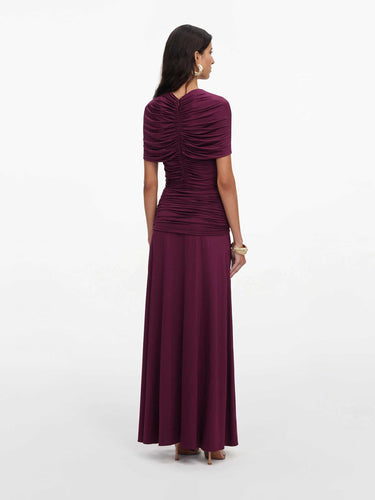 Self-Portrait Mujer Barcelona Vestido Maxi Fruncidos color Burdeos sku 732-001801 01 - Foto 3