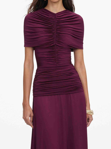 Self-Portrait Mujer Barcelona Vestido Maxi Fruncidos color Burdeos sku 732-001801 01 - Foto 4