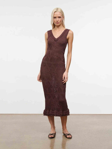 Staud Mujer Barcelona Vestido Calados Roan color Marrón Oscuro sku 733-000029 01 - Foto 2
