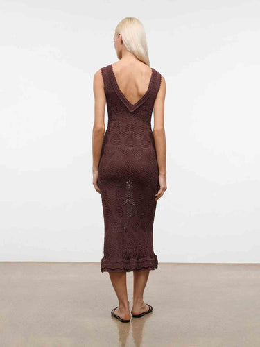 Staud Mujer Barcelona Vestido Calados Roan color Marrón Oscuro sku 733-000029 01 - Foto 3