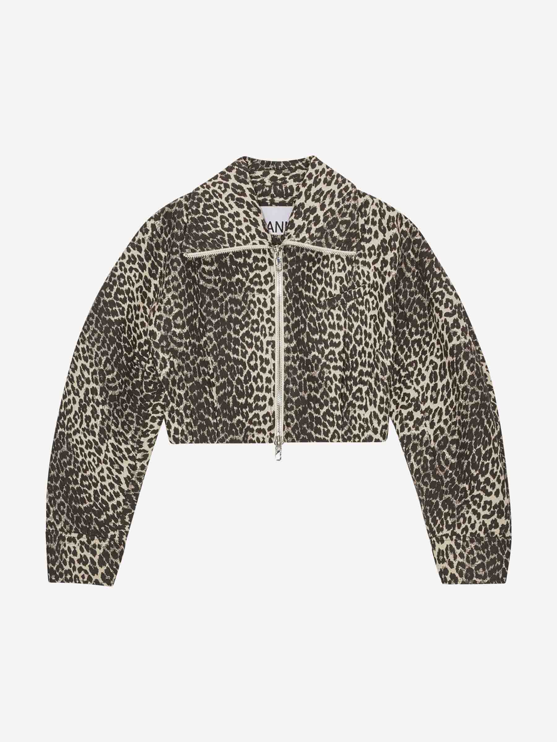 Ganni Mujer Barcelona Cazadora Cropped Cremallera color Leopardo sku 741-002227 01 - Foto 1