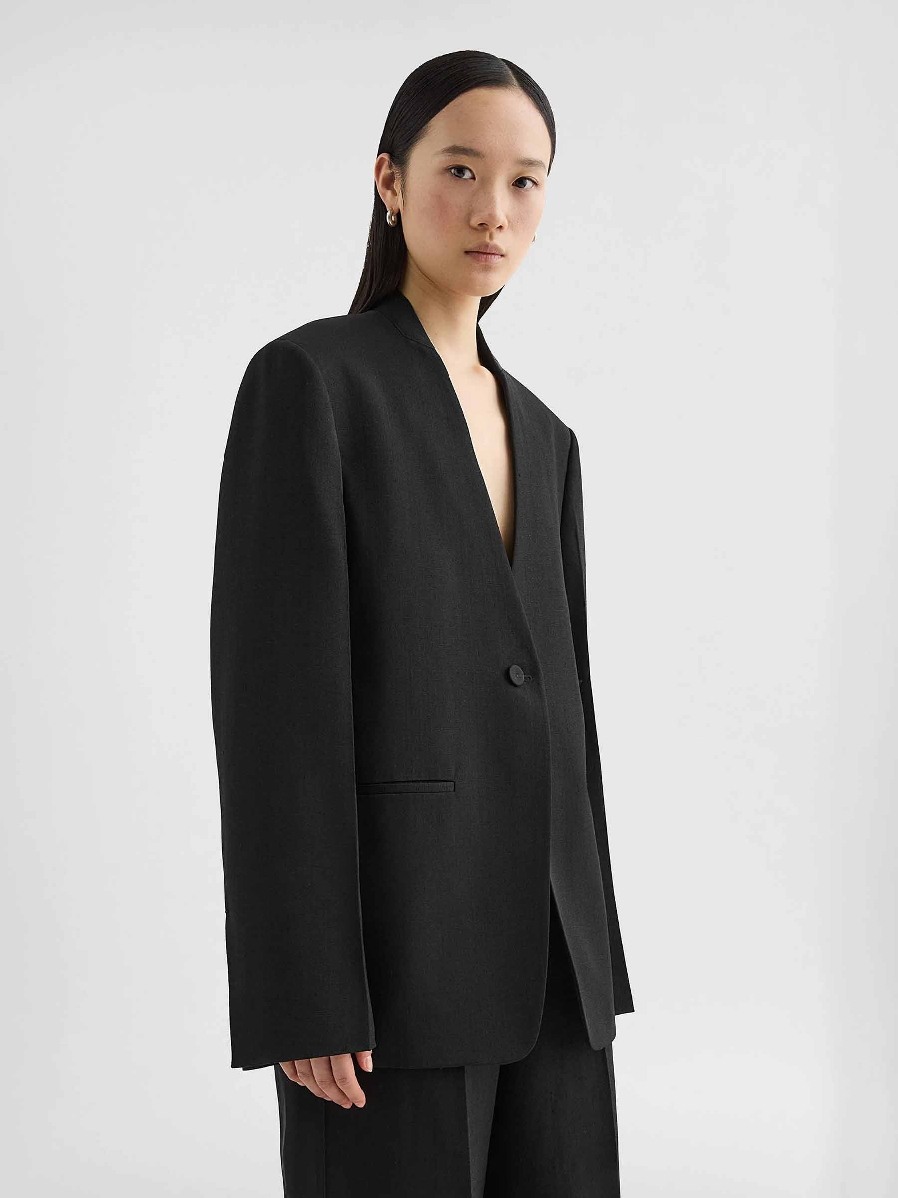 Jil Sander Mujer Barcelona Blazer Sastre Seda color Negro sku 741-002271 01 - Foto 2
