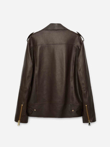Dorothee Schumacher Mujer Barcelona Chaqueta Piel Biker color Marrón Oscuro sku 741-002312 01 - Foto 3